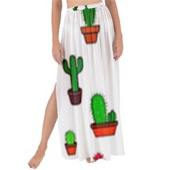 Cactus Plants Background Pattern Seamless Maxi Chiffon Tie-up Sarong