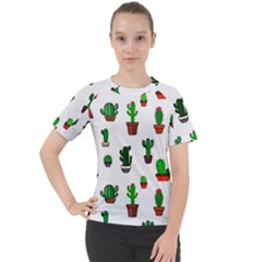 Cactus Plants Background Pattern Seamless Women s Sport Raglan T-shirt