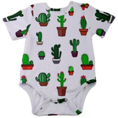 Cactus Plants Background Pattern Seamless Baby Short Sleeve Bodysuit