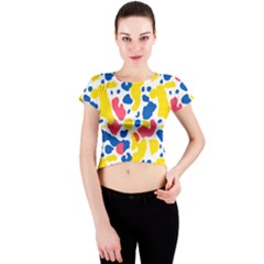 Colored Blots Painting Abstract Art Expression Creation Color Palette Paints Smears Experiments Mode Crew Neck Crop Top