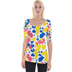 Colored Blots Painting Abstract Art Expression Creation Color Palette Paints Smears Experiments Mode Wide Neckline T-shirt