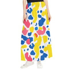 Colored Blots Painting Abstract Art Expression Creation Color Palette Paints Smears Experiments Mode Maxi Chiffon Skirt by Maspions