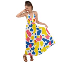 Colored Blots Painting Abstract Art Expression Creation Color Palette Paints Smears Experiments Mode Backless Maxi Beach Dress