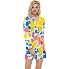 Colored Blots Painting Abstract Art Expression Creation Color Palette Paints Smears Experiments Mode Long Sleeve Satin Robe by Maspions