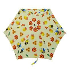 Seamless Honey Bee Texture Flowers Nature Leaves Honeycomb Hive Beekeeping Watercolor Pattern Mini Folding Umbrellas