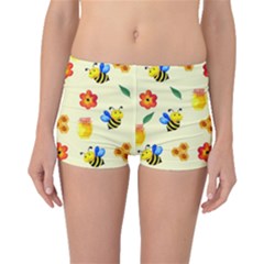 Seamless Honey Bee Texture Flowers Nature Leaves Honeycomb Hive Beekeeping Watercolor Pattern Boyleg Bikini Bottoms