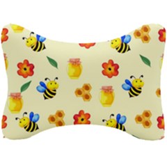 Seamless Honey Bee Texture Flowers Nature Leaves Honeycomb Hive Beekeeping Watercolor Pattern Seat Head Rest Cushion