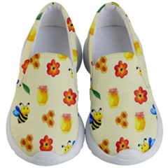 Seamless Honey Bee Texture Flowers Nature Leaves Honeycomb Hive Beekeeping Watercolor Pattern Kids Lightweight Slip Ons