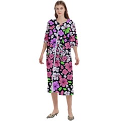 Flowers Floral Pattern Digital Texture Beautiful Women s Cotton 3/4 Sleeve Nightgown by Maspions