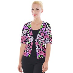 Flowers Floral Pattern Digital Texture Beautiful Cropped Button Cardigan