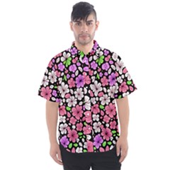 Flowers Floral Pattern Digital Texture Beautiful Men s Short Sleeve Shirt