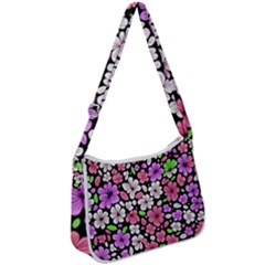 Flowers Floral Pattern Digital Texture Beautiful Zip Up Shoulder Bag