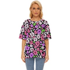 Flowers Floral Pattern Digital Texture Beautiful Oversized Basic T-shirt