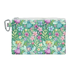 Fairies Fantasy Background Wallpaper Design Flowers Nature Colorful Canvas Cosmetic Bag (large) by Maspions