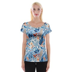 Berries Foliage Seasons Branches Seamless Background Nature Cap Sleeve Top