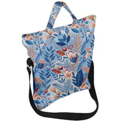 Berries Foliage Seasons Branches Seamless Background Nature Fold Over Handle Tote Bag
