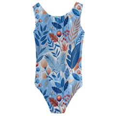Berries Foliage Seasons Branches Seamless Background Nature Kids  Cut-out Back One Piece Swimsuit