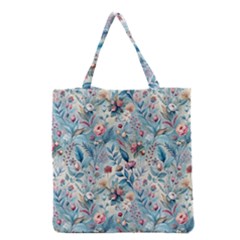 Floral Background Wallpaper Flowers Bouquet Leaves Herbarium Seamless Flora Bloom Grocery Tote Bag