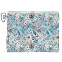 Floral Background Wallpaper Flowers Bouquet Leaves Herbarium Seamless Flora Bloom Canvas Cosmetic Bag (xxl)