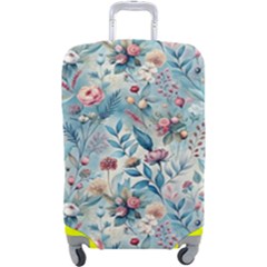 Floral Background Wallpaper Flowers Bouquet Leaves Herbarium Seamless Flora Bloom Luggage Cover (large) by Maspions