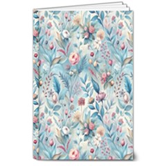 Floral Background Wallpaper Flowers Bouquet Leaves Herbarium Seamless Flora Bloom 8  X 10  Hardcover Notebook