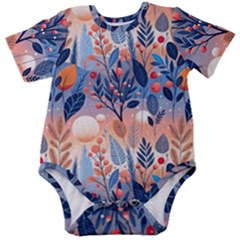 Seasons Foliage Branches Berries Seamless Background Texture Nature Baby Short Sleeve Bodysuit