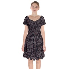 Fusionvibrance Abstract Design Short Sleeve Bardot Dress by dflcprintsclothing