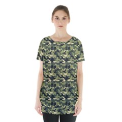 Camouflage Pattern Skirt Hem Sports Top