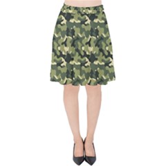 Camouflage Pattern Velvet High Waist Skirt