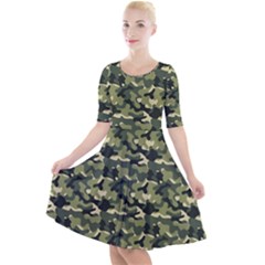 Camouflage Pattern Quarter Sleeve A-line Dress by goljakoff