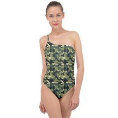 Camouflage Pattern Classic One Shoulder Swimsuit