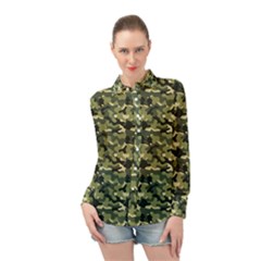 Camouflage Pattern Long Sleeve Chiffon Shirt