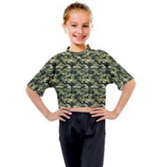 Camouflage Pattern Kids Mock Neck T-shirt