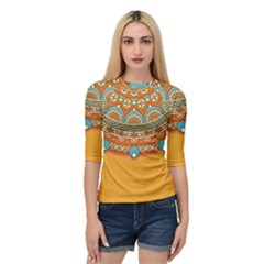 Mandala Orange Quarter Sleeve Raglan T-shirt