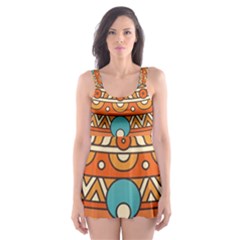 Mandala Orange Skater Dress Swimsuit