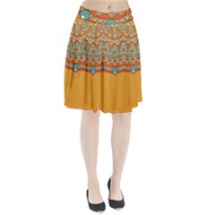 Mandala Orange Pleated Skirt