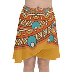 Mandala Orange Chiffon Wrap Front Skirt