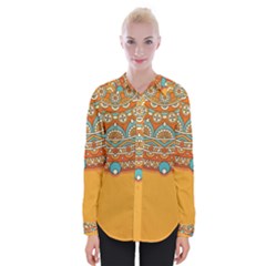 Mandala Orange Womens Long Sleeve Shirt