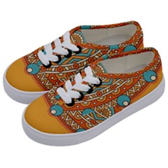 Mandala Orange Kids  Classic Low Top Sneakers