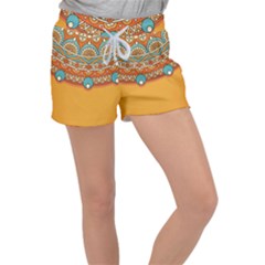 Mandala Orange Women s Velour Lounge Shorts