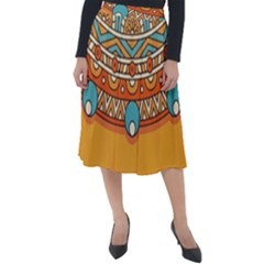 Mandala Orange Classic Velour Midi Skirt  by goljakoff
