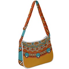 Mandala Orange Zip Up Shoulder Bag by goljakoff