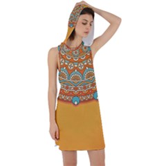 Mandala Orange Racer Back Hoodie Dress by goljakoff