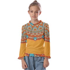 Mandala Orange Kids  Frill Detail T-shirt