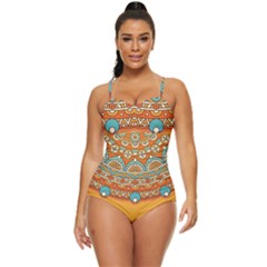 Mandala Orange Retro Full Coverage Swimsuit