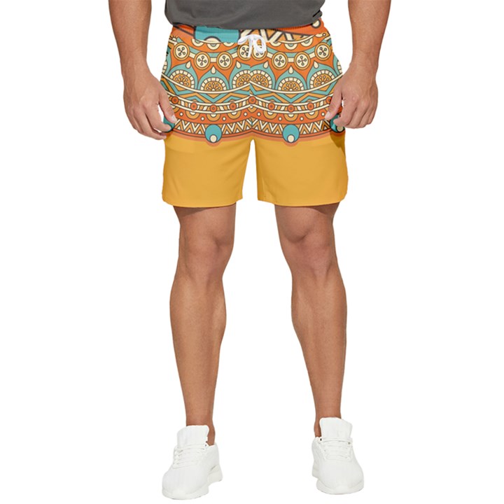 Mandala orange Men s Runner Shorts