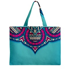 Mandala Blue Zipper Mini Tote Bag