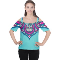 Mandala Blue Cutout Shoulder T-shirt