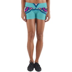 Mandala Blue Yoga Shorts by goljakoff