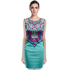 Mandala Blue Classic Sleeveless Midi Dress